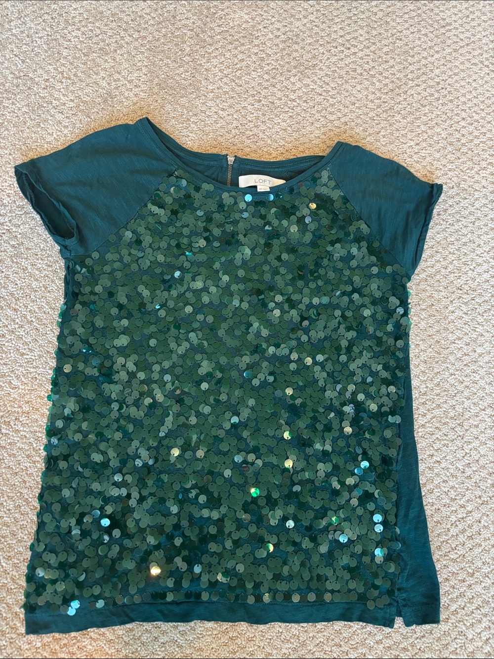 LOFT Green Sequin Tee
